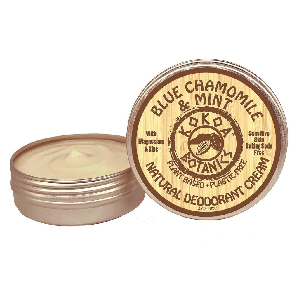 BLUE CHAMOMILE & MINT- Natural Deodorant Cream - Sensitive Skin – Baking Soda-Free  2.5 oz